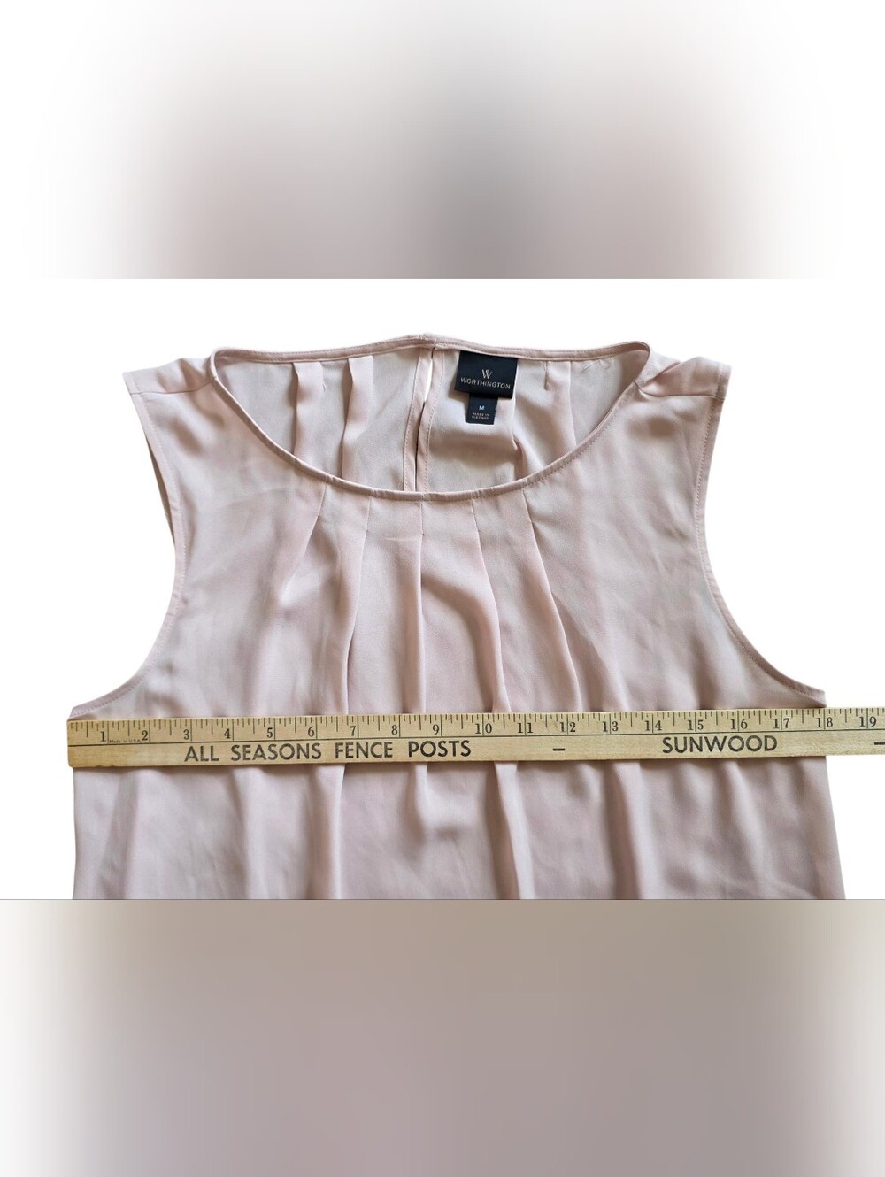 Worthington Medium Blush Pink Pleated Sleeveless Feminine Shell Blouse - Picture 5 of 6